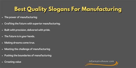 metal fabrication tag line|quality slogans for manufacturing industry.